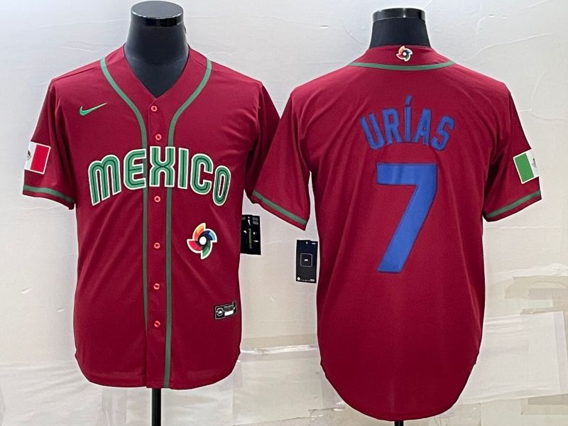 Men 2023 World Cub Mexico #7 Urias Red Nike MLB Jersey43->more jerseys->MLB Jersey